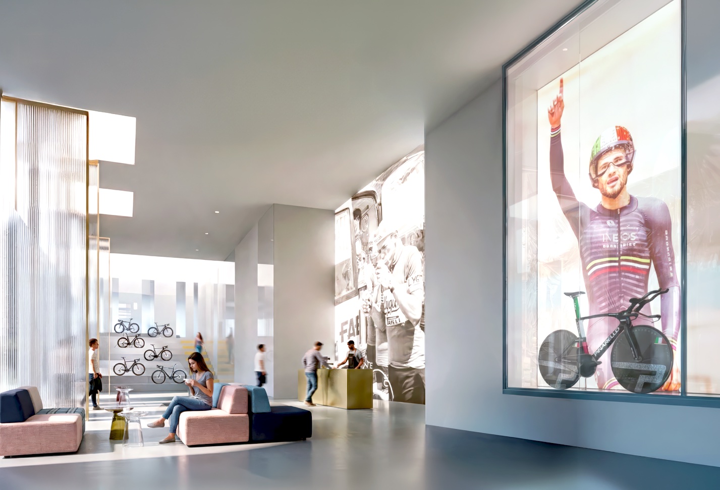 Cafe area within the Pinarello campus