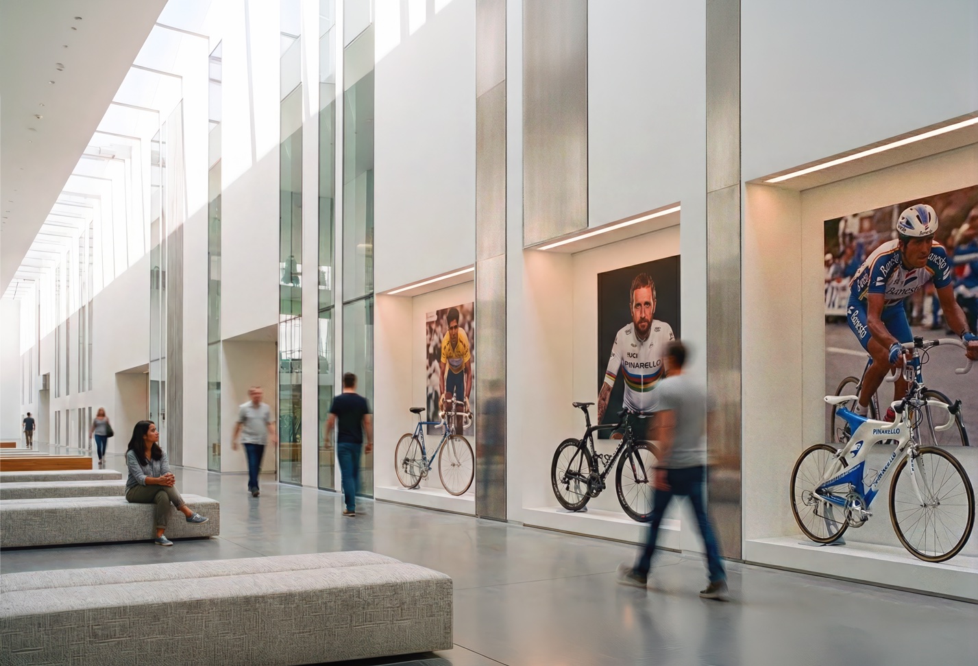 Gallery space inside the Pinarello Headquarters