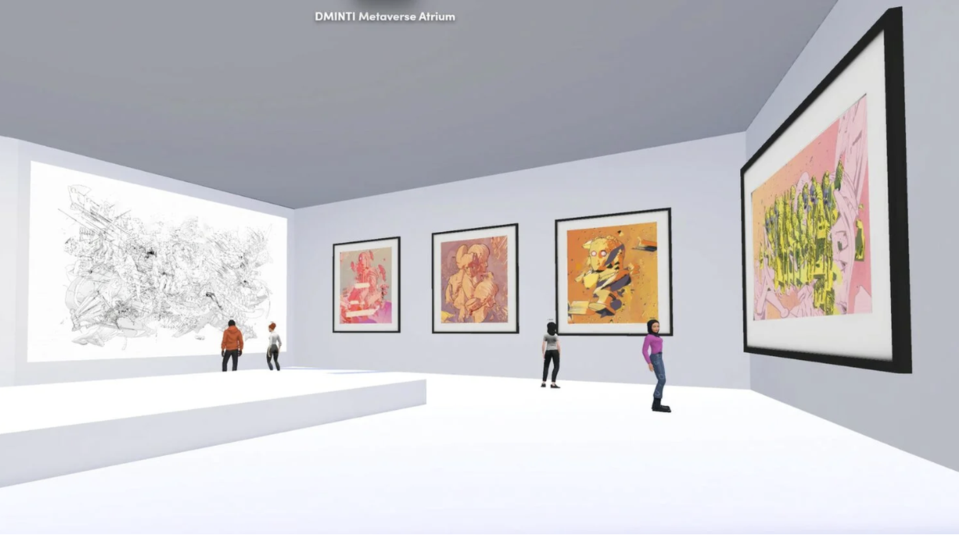 Virtual painting gallery with curated digital artworks