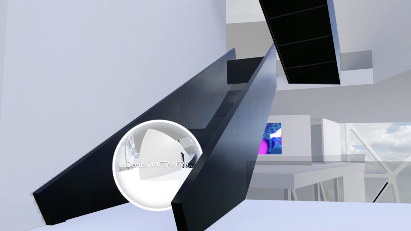 Sculptural stairway connecting gallery levels