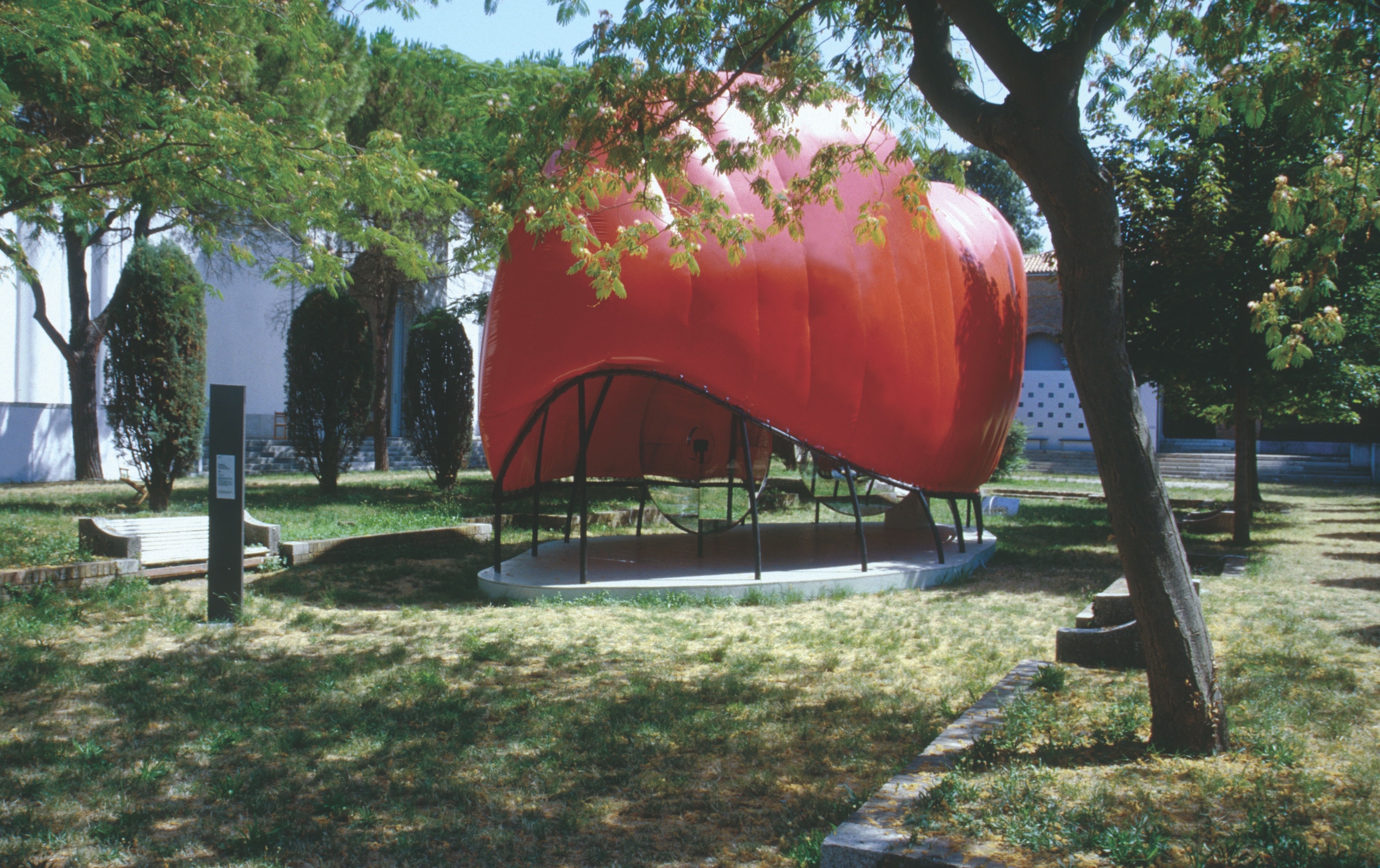 FluxSpace 2.0 — interior view with rotating mirrors and webcam installation, from the Bohen Foundation archive