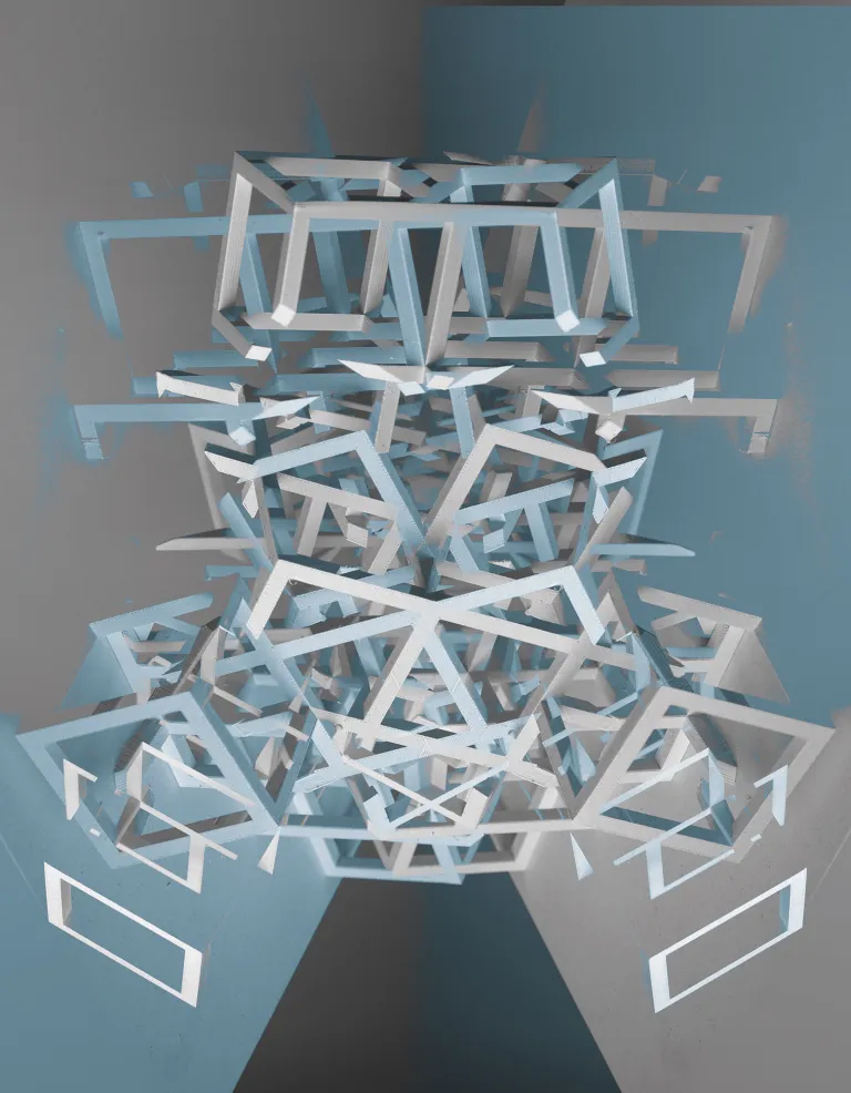 Hyperfine Splitting 008 — digital drawing study with vertical spatial transitions referencing Jakob's Ladder