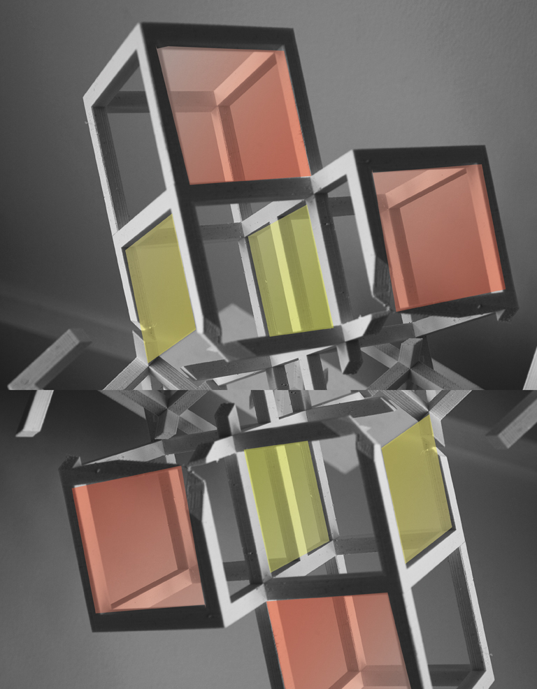 Hyperfine Splitting 008 — stratified visual field with luminous vertical transitions