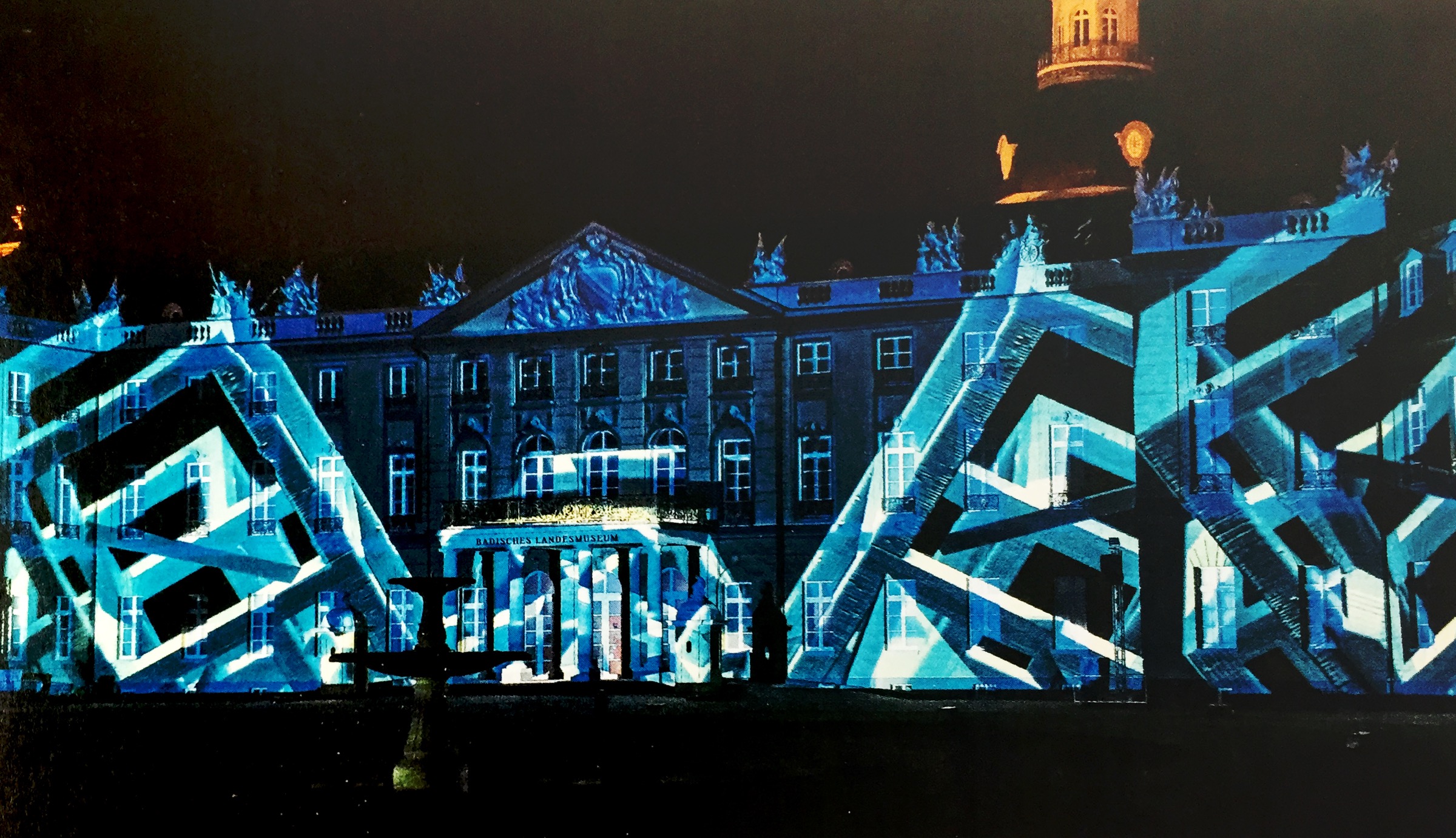 Hyperfine Splitting 008 — ZKM Schlosslichtspiele installation projected onto the facade of the Karlsruhe Palace