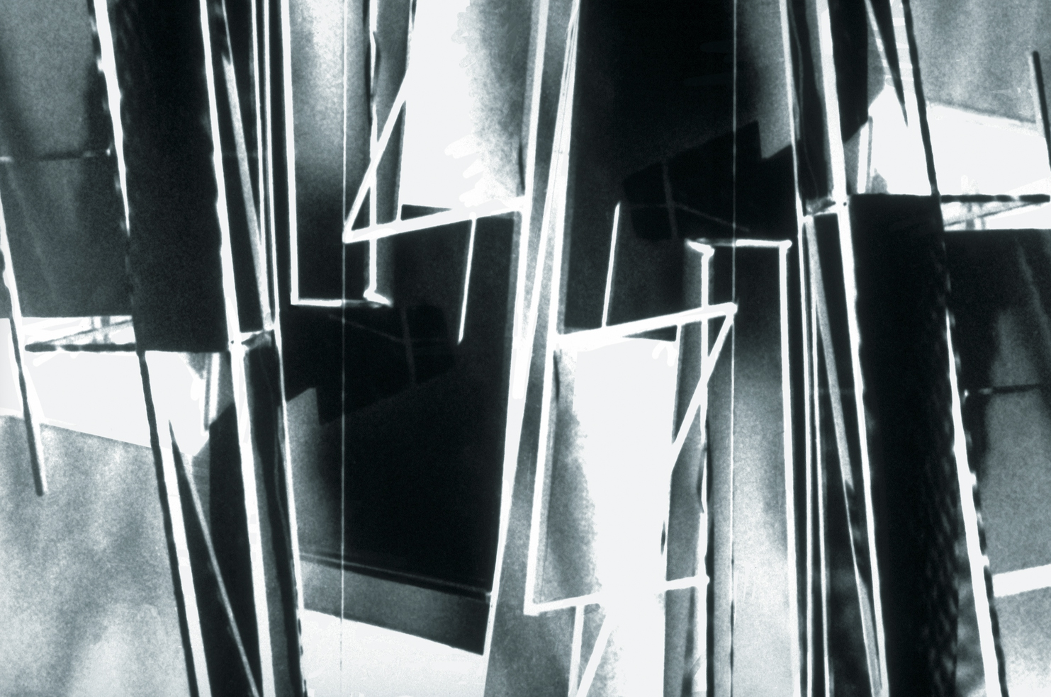 Hyperfine Splitting 001 — black and white photographic collage combining darkroom manipulation and hand drawing on Ilford paper