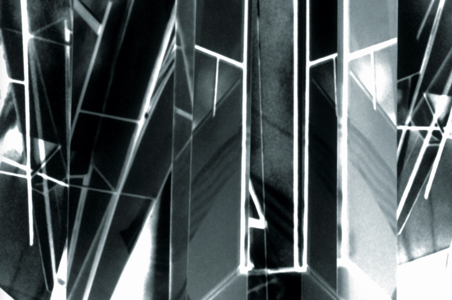 Hyperfine Splitting 001 — dense visual field of intersecting geometries and light planes