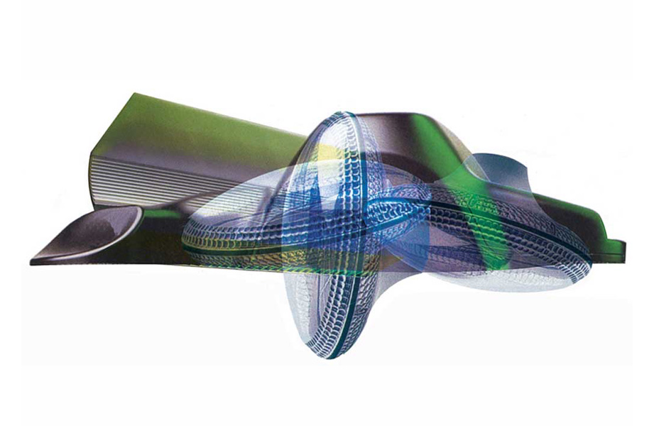 I-Scape digital drawing — a manipulated entity of image collage, three-dimensional models, and texture maps forming an ambiguous landscape-object