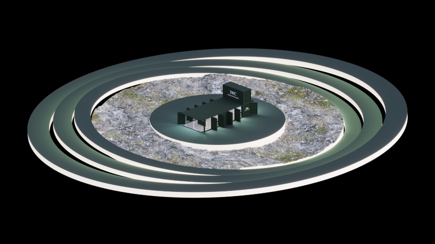 Aerial view of landscape world with concentric rings
