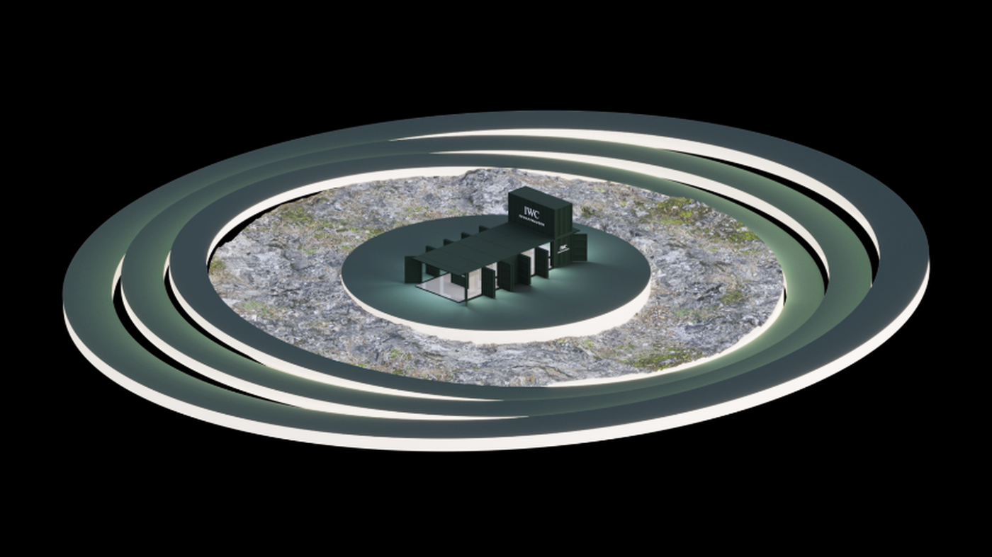Aerial view of landscape world with concentric rings