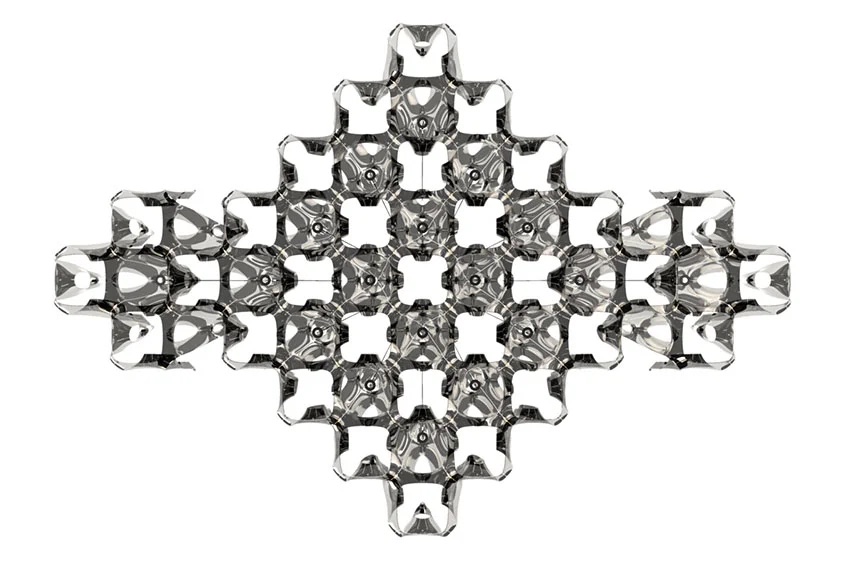LQ modules arranged in a diamond grid pattern viewed from above showing the edge-to-edge connection system