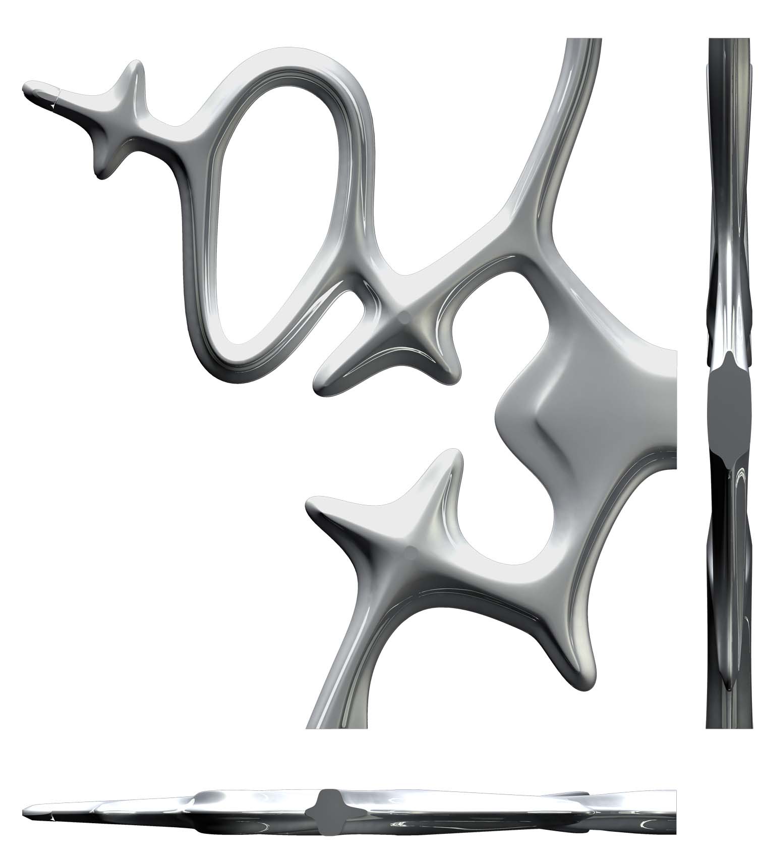 Mantella Screening Sculpture — close-up rendering of the biomorphic fiberglass lattice with phosphorescent automotive finish