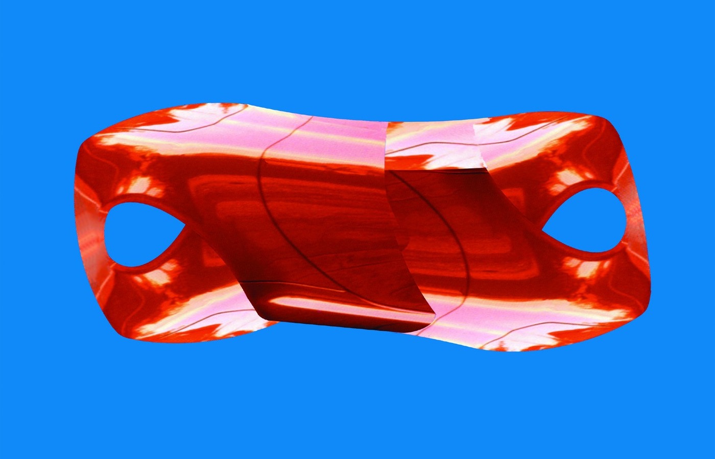M-Scapes 002 — red reflective hull form with lateral openings
