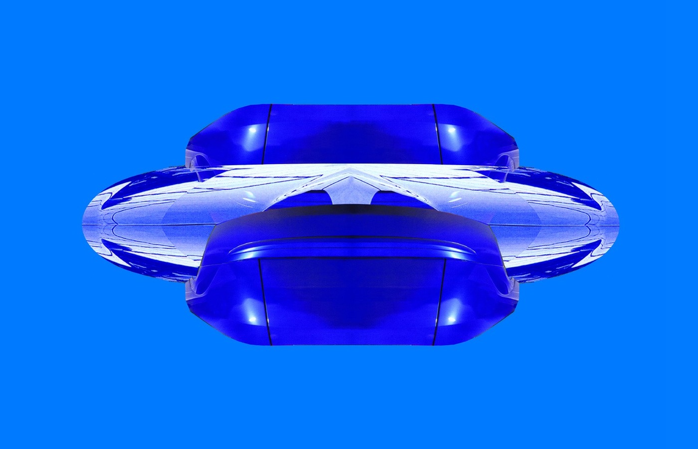 M-Scapes 004 — blue-violet symmetrical form with elliptical profile