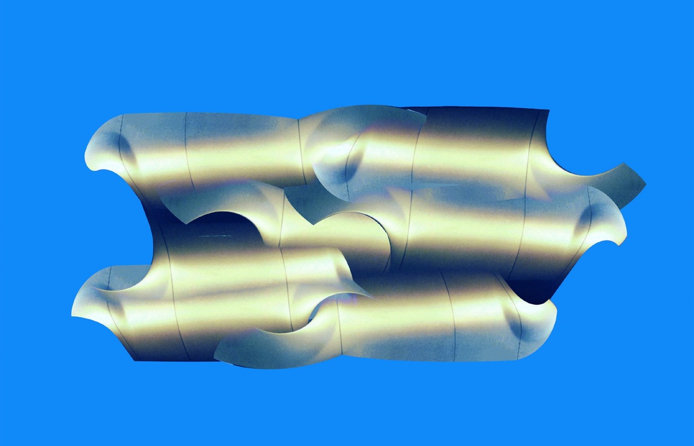 M-Scapes 007 — gold and silver undulating surface with deep folds