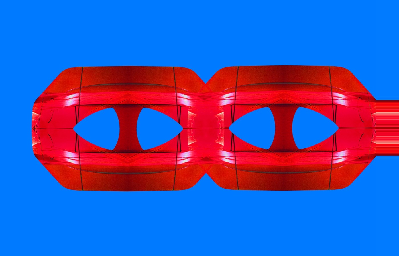 M-Scapes 010 — red twin body with symmetrical oval voids