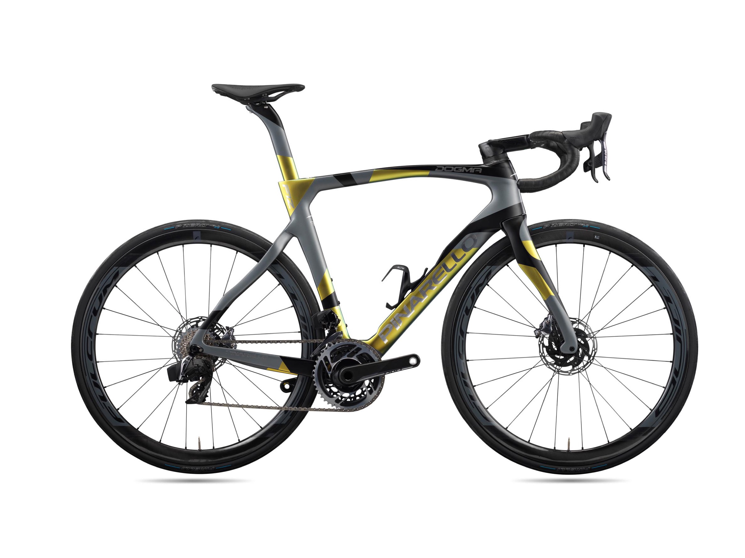 The Pinarello × Hani Dogma F12 Limited Edition — iridescent color mapping across a carbon fiber racing frame inspired by the geology of the Dolomites