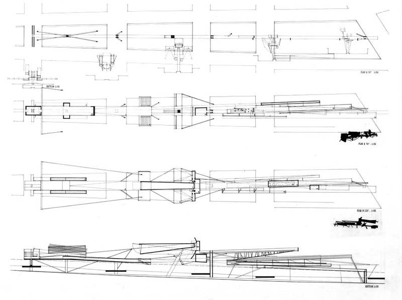 Steel Cloud — full set of competition plans, sections, and elevations at multiple scales