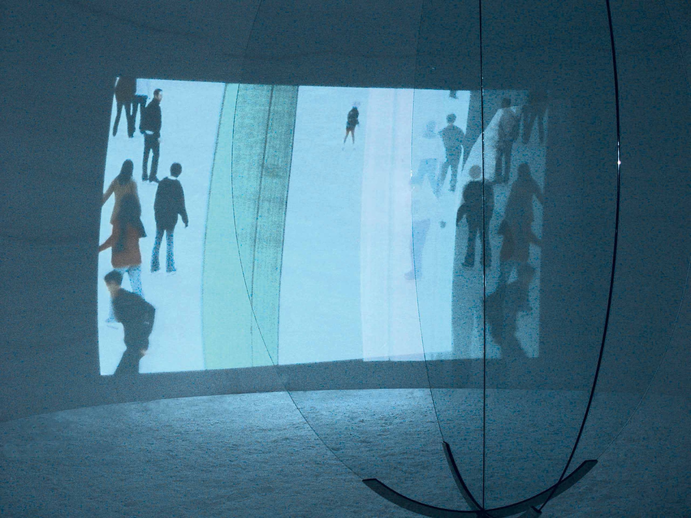 Snow structure exterior — the inverted S-form of Absolute Zero visible across the snow field