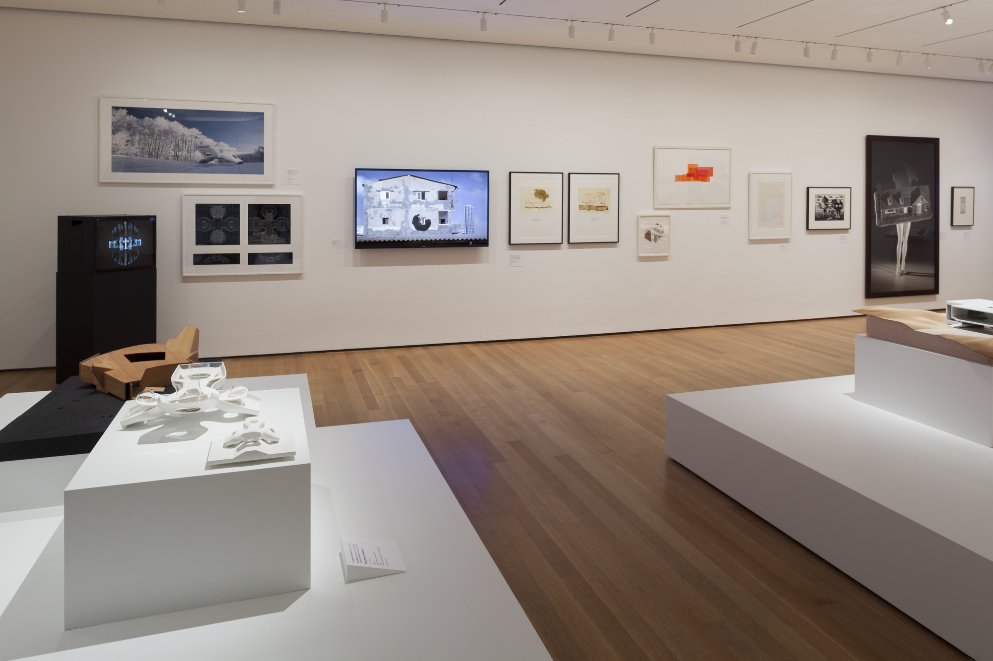 Installation view of the Wing House model at MoMA's Endless House: Intersections of Art and Architecture exhibition, 2015–16